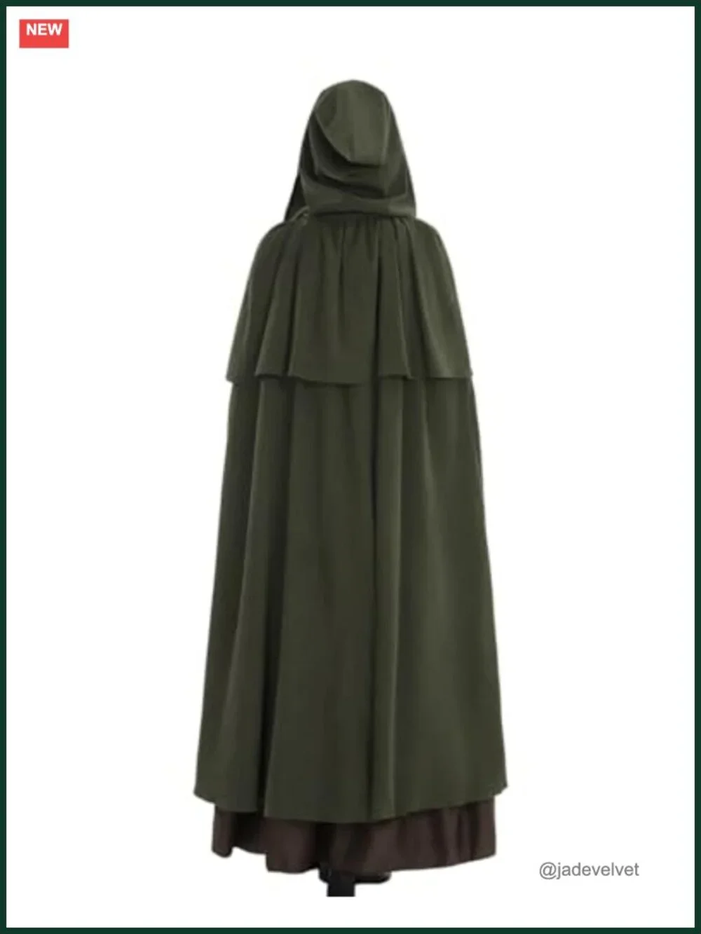 Faux Suede Hooded Cape Medieval Witch Costume Cosplay Cloak Adult